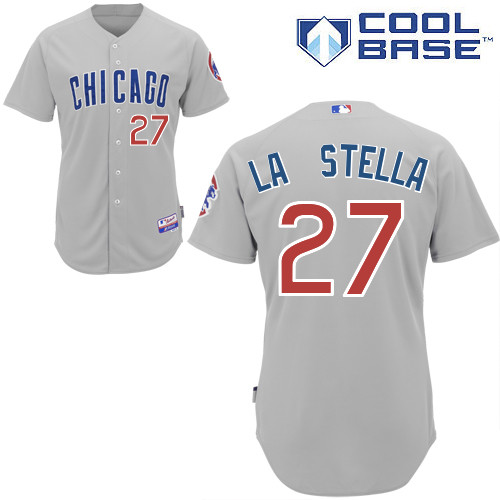 Tommy La Stella #27 mlb Jersey-Chicago Cubs Women's Authentic Road Gray Baseball Jersey